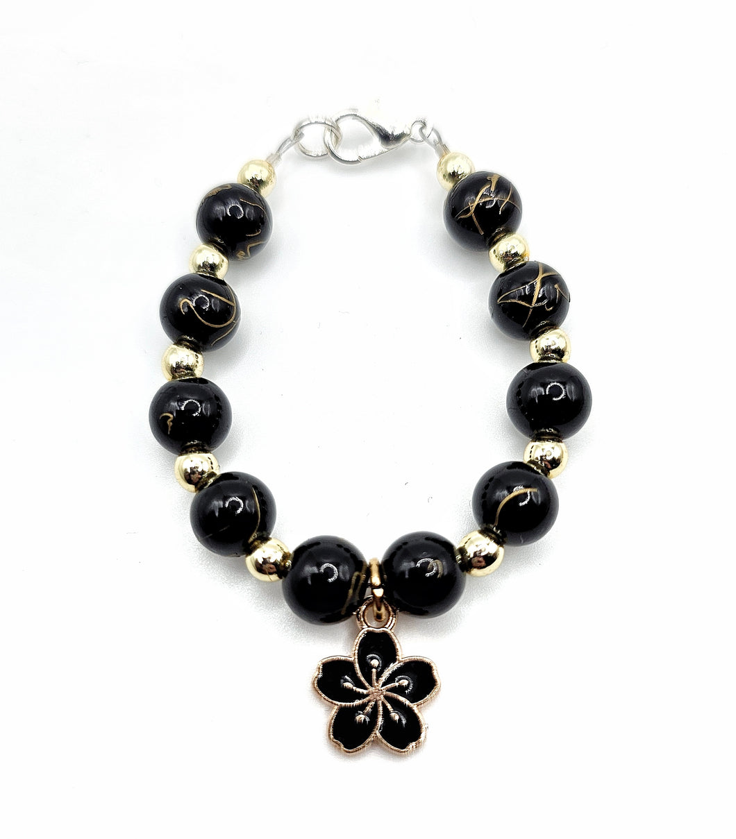 Black Flower Charm