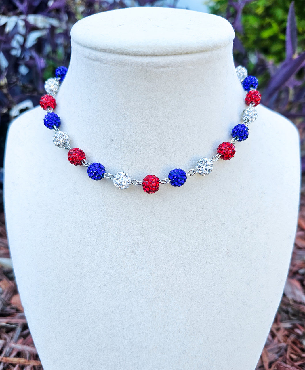 Red White and Sparkle Necklace