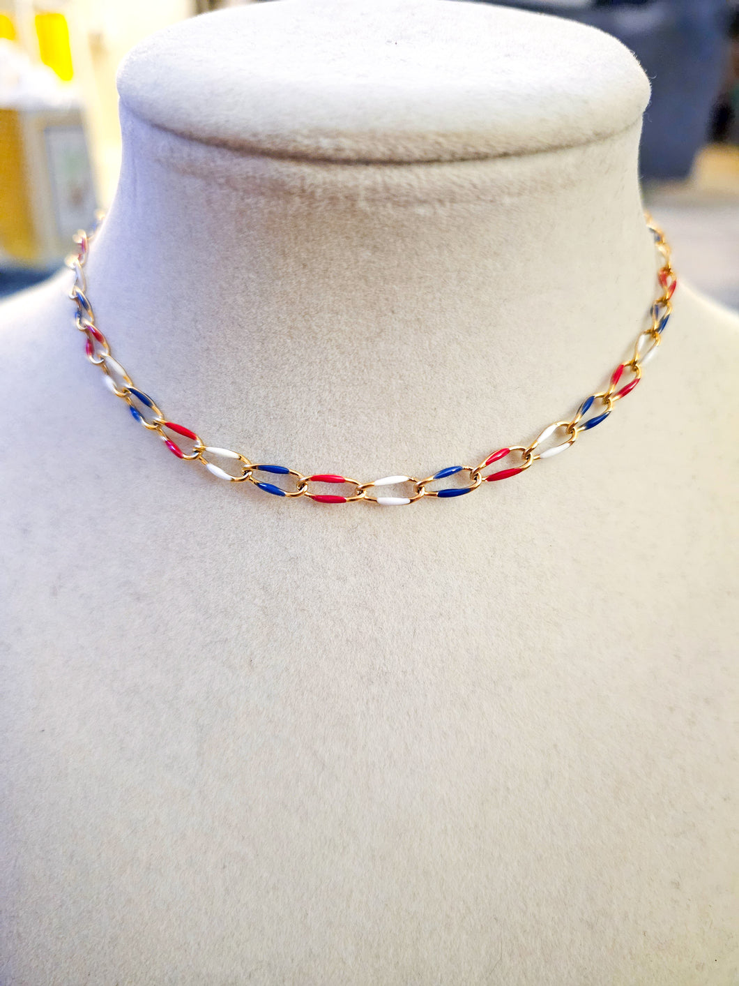 Red White and Blue Chain Necklace