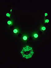 Load image into Gallery viewer, Black and Green Glow Spiderweb

