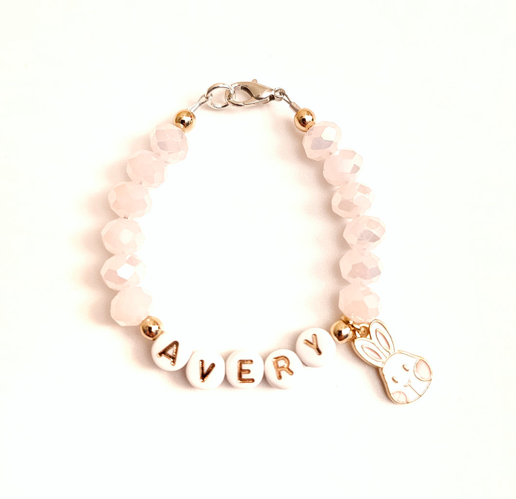 Personalized Bunny (Pink beads)